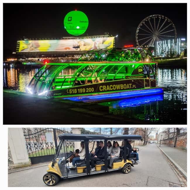 City Tour Cracow golf car plus Cruise on the Vistula River. - Collegium Maius, Town Hall Tower, and Wawel hill viewpoints